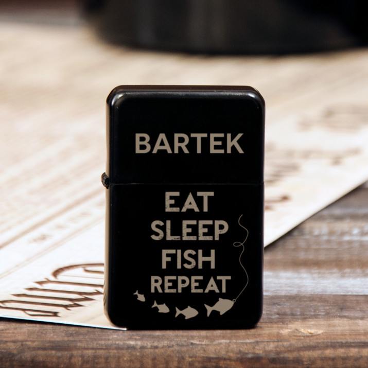 Eat, sleep, fish - Zapalniczka z grawerem